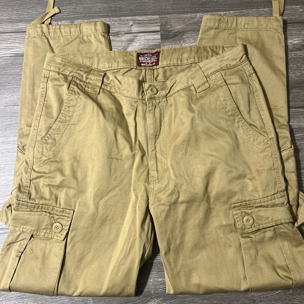 Matchstick Khaki Casual 8 Pocket Drawstring Cargo Pants Size 38x33 New With Tags
